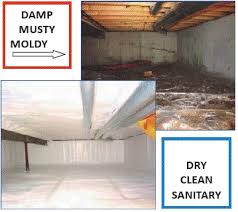 A crawlspace that has been flooded with water.